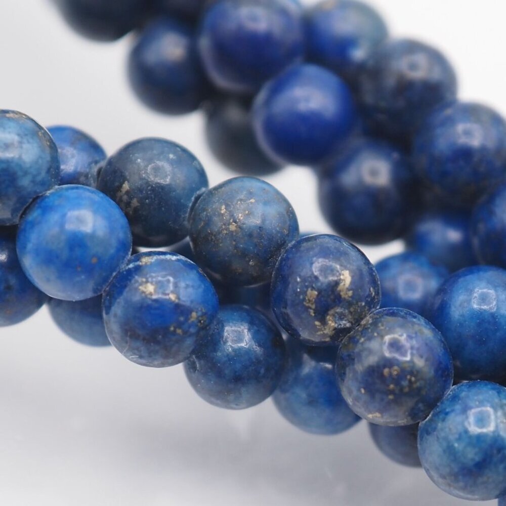 Lapis Lazuli Freshwater Pearl Necklace, 3-strand, Gold Design, GSILVER Stamped, - Picture 7 of 7